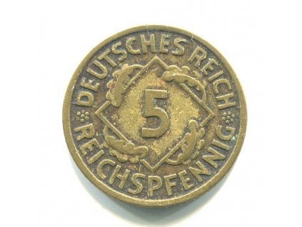 NĚMECKO. 5 Reichspfennig 1924/D.