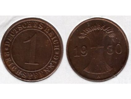 NĚMECKO. 1 Reichspfennig 1930/A.