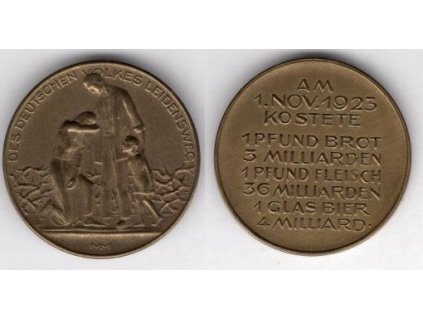 NĚMECKO. Drahotní medaile 1923. Des deutschen Volkes Leidensweg.
