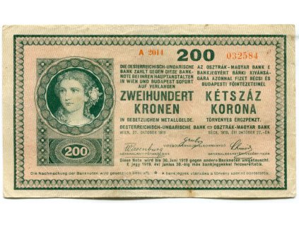 Karel I. 200 Kronen 1918. Série A 2014. Nov. A 11.