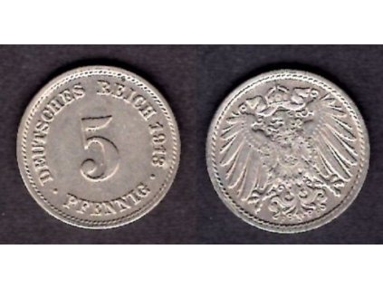 NĚMECKO. 5 Pfennig 1913/F.