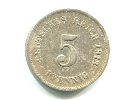 NĚMECKO. 5 Pfennig 1913/F.