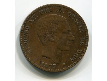 ŠPANĚLSKO. 10 centimos 1877.