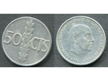 ŠPANĚLSKO. 50 centimos 1966/1968. KM-795