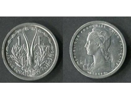 ROVNÍKOVÁ AFRIKA. 1 franc 1948. KM-6