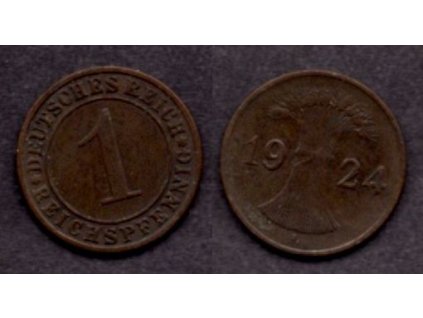 NĚMECKO. 1 Reichspfennig 1924/A.