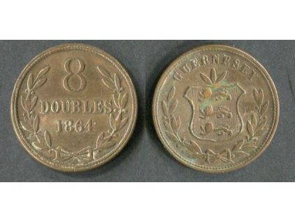 GUERNSEY. 8 doubles 1864. KM-7