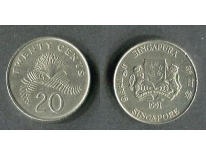 SINGAPUR. 20 cents 1991. KM-52