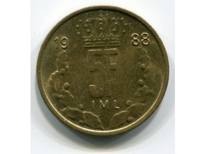 LUCEMBURSKO. 5 francs 1988. KM-60.2
