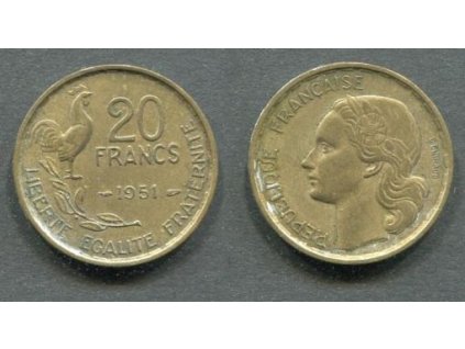 FRANCIE. 20 francs 1951. KM-917.1