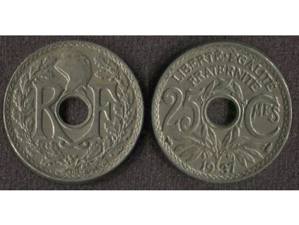 FRANCIE. 25 centimes 1937.