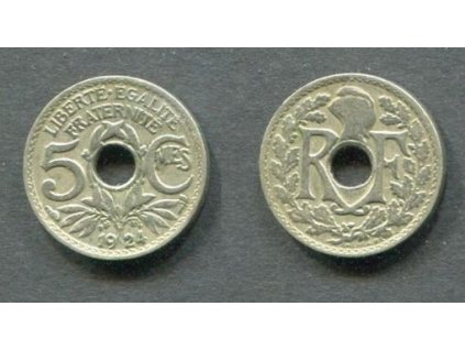 FRANCIE. 5 centimes 1924. KM-875