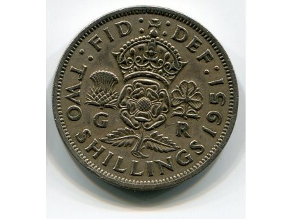VELKÁ BRITÁNIE. 2 shillings 1951. KM-878