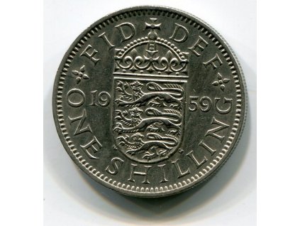 VELKÁ BRITÁNIE. 1 shilling 1959. Anglický znak.