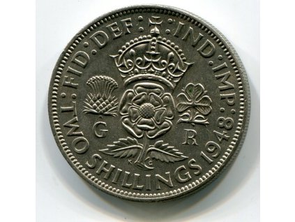 VELKÁ BRITÁNIE. 2 shillings 1948. KM-865