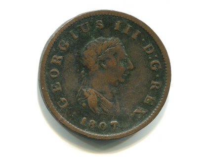 VELKÁ BRITÁNIE. 1/2 penny 1807. KM-662