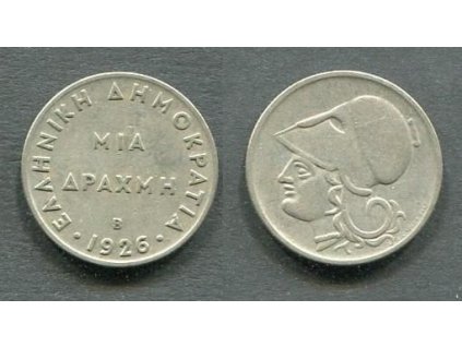 ŘECKO. 1 drachma 1926/B. KM-69