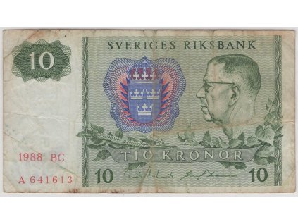 ŠVÉDSKO. 10 kronor 1988. Série BC.