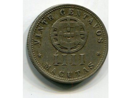ANGOLA. 20 centavos / 4 macutas 1927. KM-68
