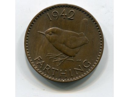 VELKÁ BRITÁNIE. 1 farthing 1942. KM-843