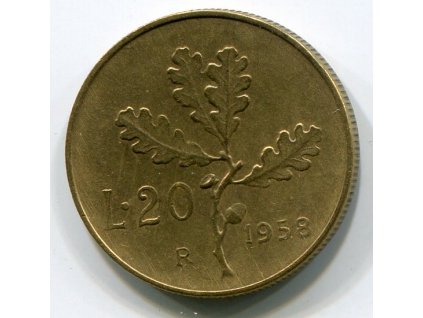 ITÁLIE. 20 lire 1958. KM-97.1