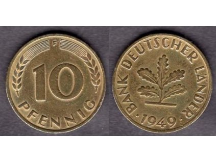 NĚMECKO. 10 Pfennig 1949/F.