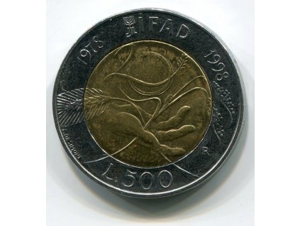 ITÁLIE. 500 lire 1998. KM-193