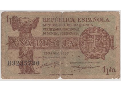 ŠPANĚLSKO. 1 peseta 1937.