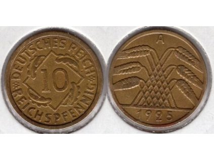 NĚMECKO. 10 Reichspfennig 1925/A.