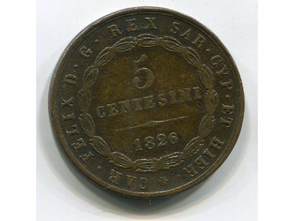 SARDÍNIE. 5 centesimI 1826.