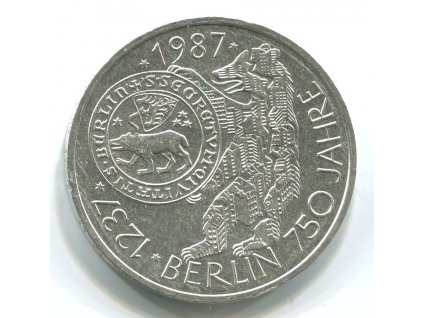 NĚMECKO. 10 Mark 1987/J. Berlín - 750. výročí. Ag.