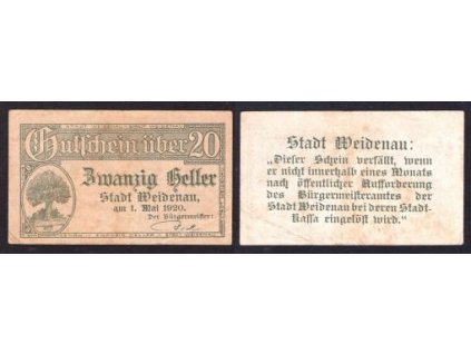 VIDNAVA / Weidenau. 20 Heller 1920.