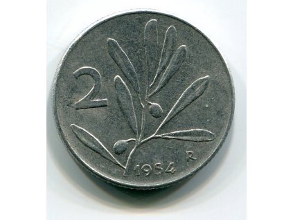 ITÁLIE. 2 lire 1954. KM-94