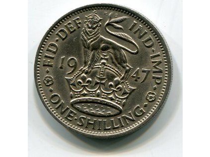 VELKÁ BRITÁNIE. 1 shilling 1947. Anglický.