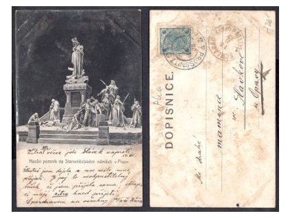 PRAHA. Husův pomník na Staroměstském náměstí v Praze. 1903: