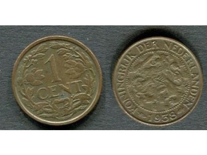 NIZOZEMÍ. 1 cent 1938.