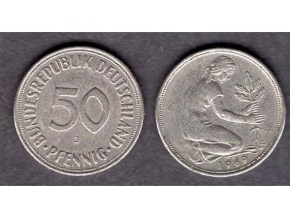 NĚMECKO. 50 Pfennig 1969/J.