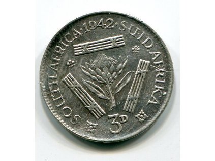 JIHOAFRICKÁ REPUBLIKA. 3 pence 1942. Ag.