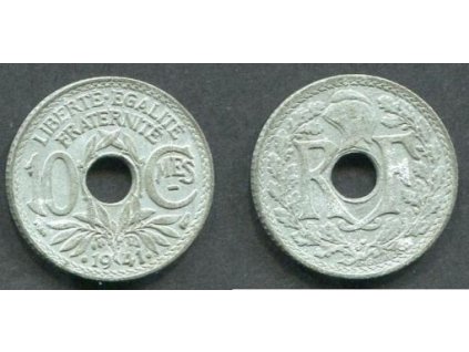 FRANCIE. 10 centimes 1941. Tečky u letopočtu.