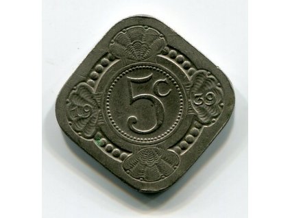 NIZOZEMÍ. 5 cents 1939. KM-172