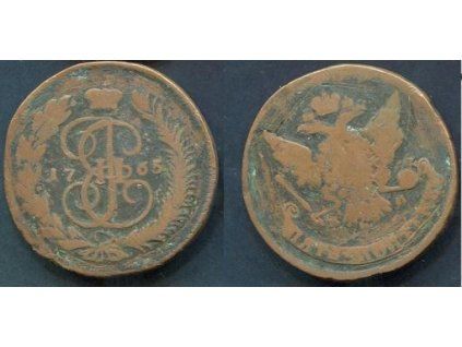 RUSKO. 5 kopějek 1765/MM. Moskva.