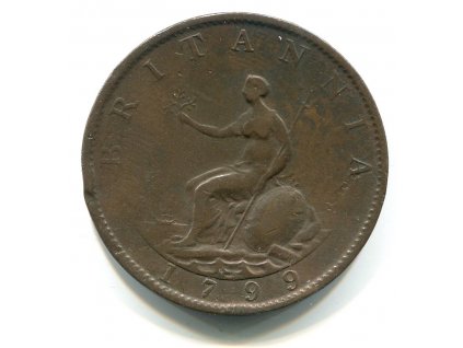 VELKÁ BRITÁNIE. 1/2 penny 1799.