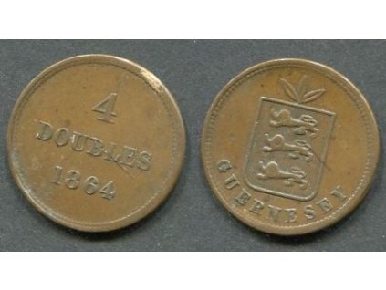 GUERNSEY. 4 doubles 1864.
