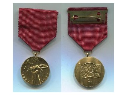 KSČ. Medaile k 50. výročí založení KSČ, 1921 - 1971