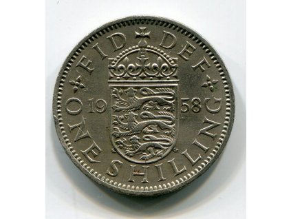 VELKÁ BRITÁNIE. 1 shilling 1958. Anglický znak.