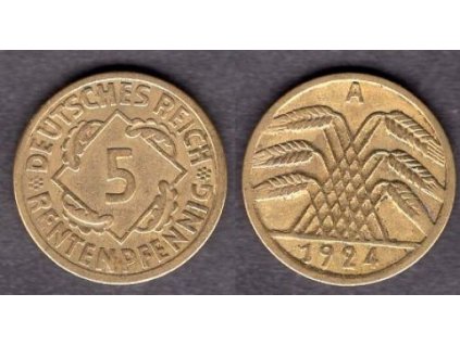 NĚMECKO. 5 Rentenpfennig 1924/A.