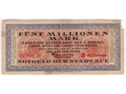 AUE I. ERZGEB. 5 Millionen Mark. 23.8.1923.
