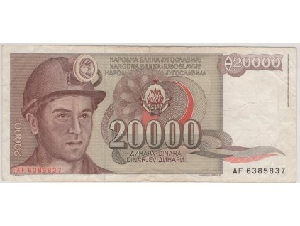 JUGOSLÁVIE. 20 000 dinara 1987.