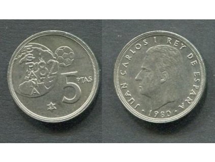 ŠPANĚLSKO. 5 pesetas 1980/82. KM-817