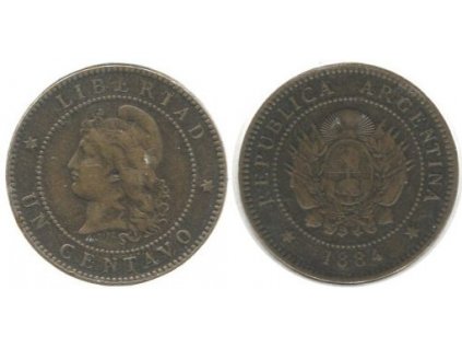 ARGENTINA. 1 centavo 1884.